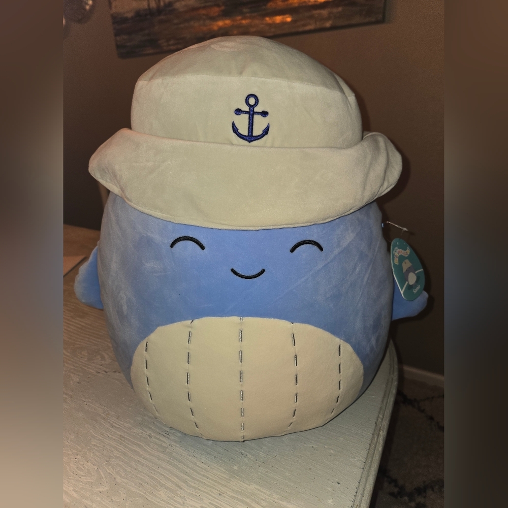 Squishmallow Samir 16 Inch Sailor New Whale